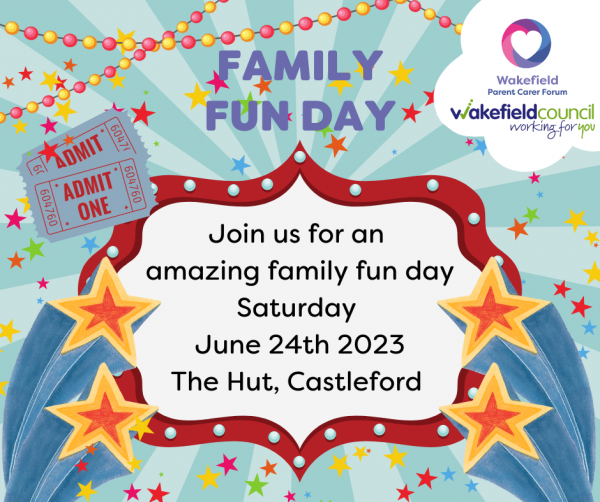 Image shows circus themed poster advertising Family Fun Day in June 2023